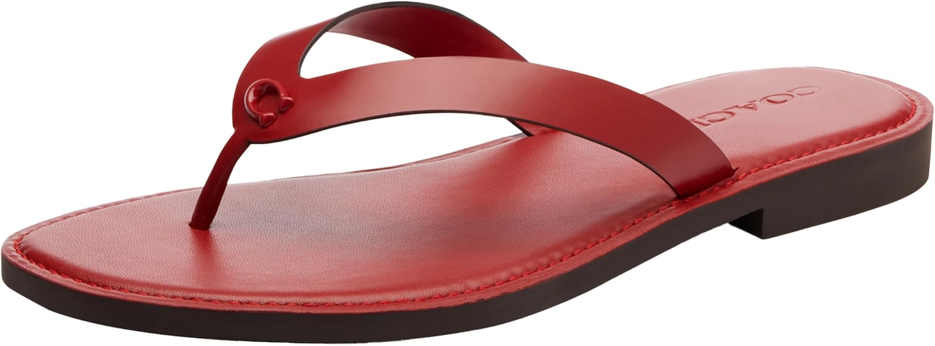 Coach Women's Brianna Thong Sandal Flat Sandal, Ruby, 5, red, ruby, 23.0 cm