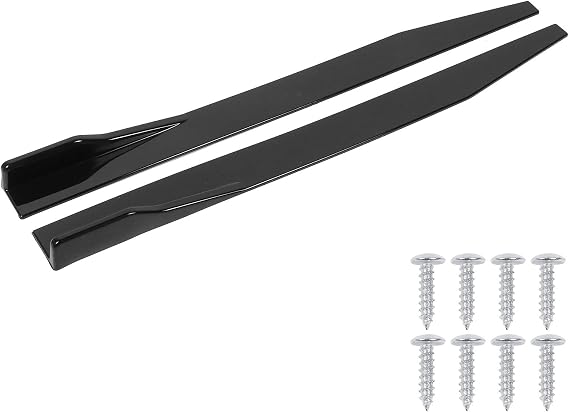 Universal Car Side Skirts, 2pcs Car Side Skirt Splitter Lip Winglet Diffuser 120cm / 47.2in Glossy Black