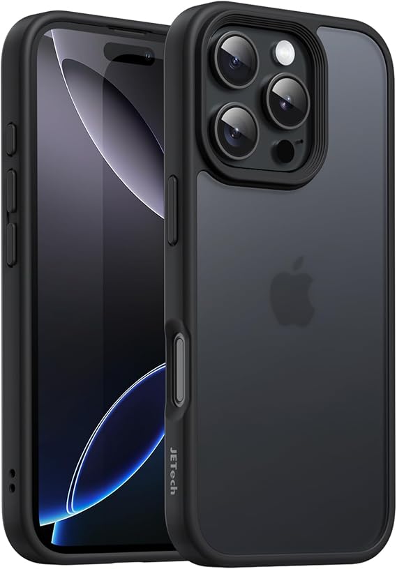JETech Matte Case for iPhone 16 Pro, Black