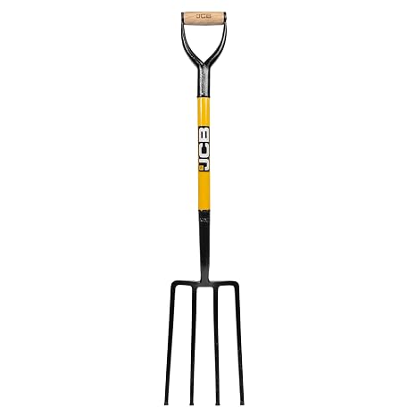 JCB - Professional Solid Forged Contractors Fork - Garden Fork Heavy Duty Professional Site and Gardening Tools - for Home Improvement, Digging, Mucking Out, Manure, Garden Borders, Weeding