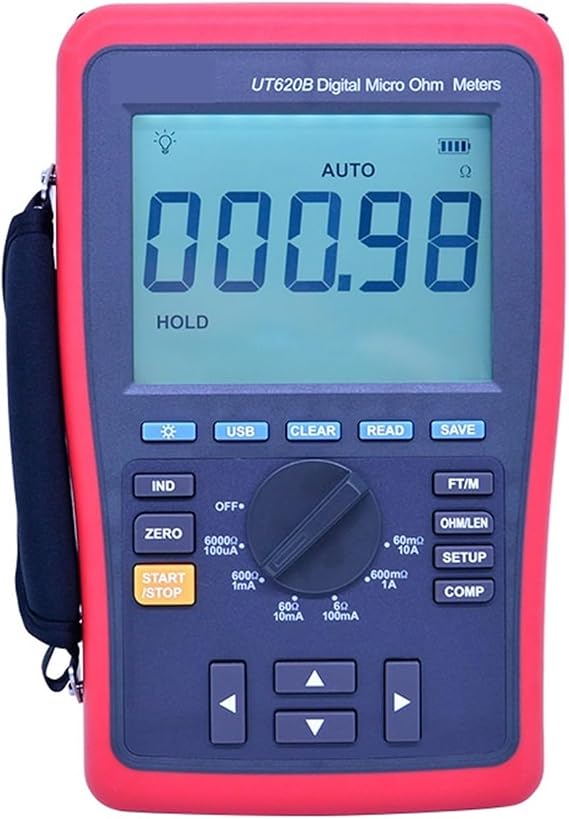 Digital Micro Ohm Meter UT620B DC Low Resistance Tester 60mO-6kOhm Ohmmeter Data Storage 4-Wire Measure USB Data Transfer