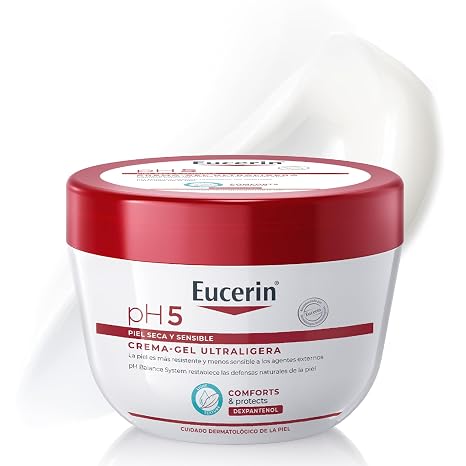 Eucerin pH5 Ultralight Cream Gel (350ml), Ultra-Light Texture and Fast Absorbing Body & Facial Moisturizer, Body & Face Cream with Dexpanthenol & Glycerin for Dry & Sensitive Skin