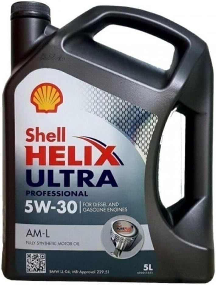 Shell Ultra Professional AM-L, 5W-30 Fully Synthetic Motor Oil, For Diesel and Gasoline Engines, 5 L