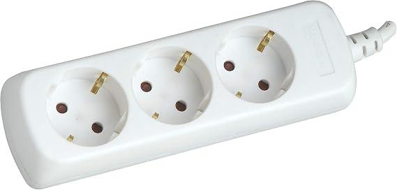 Silver Electronics - Power Strip with 3 Outlets without Switch, White, 3 Sockets, 1.5 Meter Cable, Child Protection, Grounded Socket