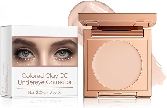 Colored Clay CC Under Eye Corrector & Brightener, Hydrating Under Eye Concealer for Dark Circles, Colour Corrector Dark Circles, Lightweight Smoothing Full Coverage Formula, 01 Light-Medium