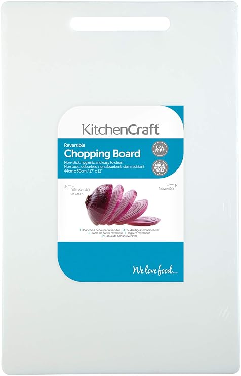 KitchenCraft Extra-Large Non-Toxic Plastic Chopping Board, 44 x 3 cm (17.5" x 12") - White