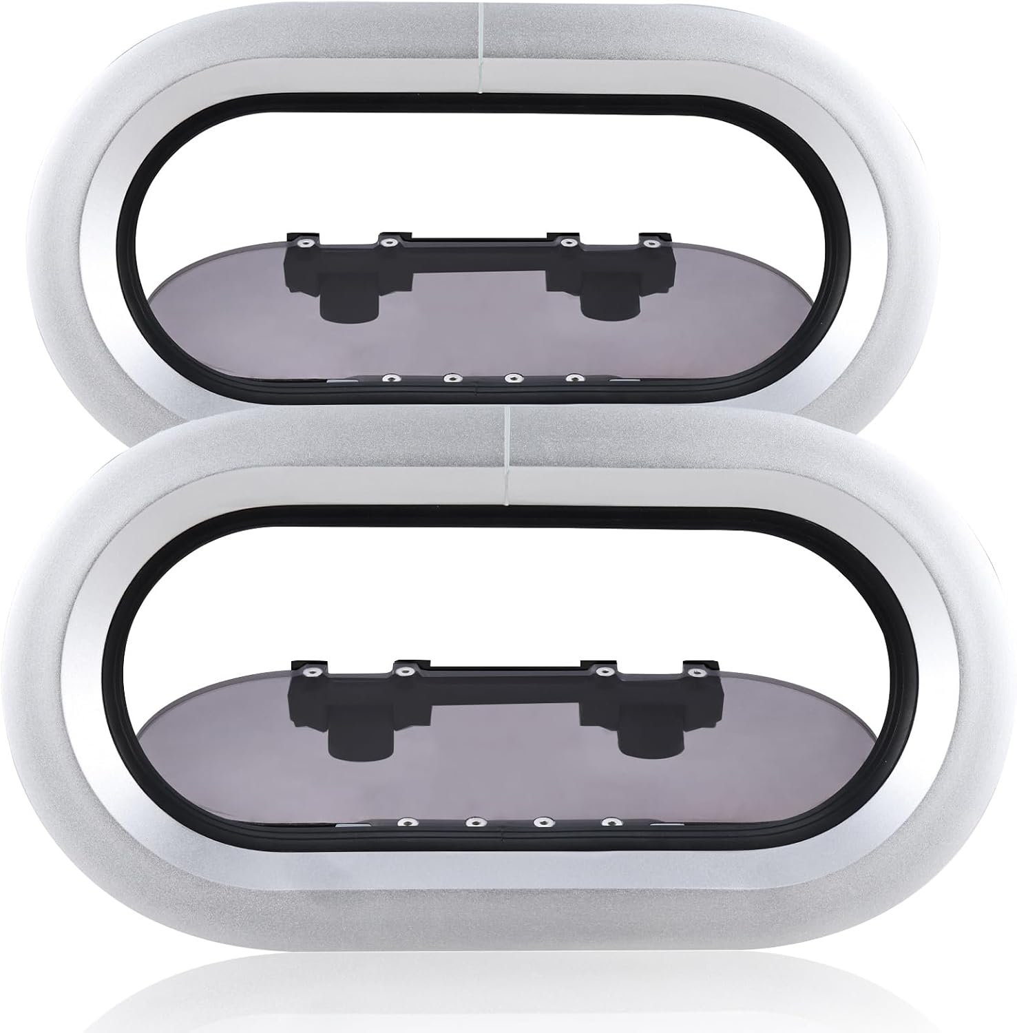NovelBee 2pcs Aluminum Boat Porthole Window,Elliptical Opening Portlight,Inward Opening Deck Hatch for Boat Marine Yacht RV
