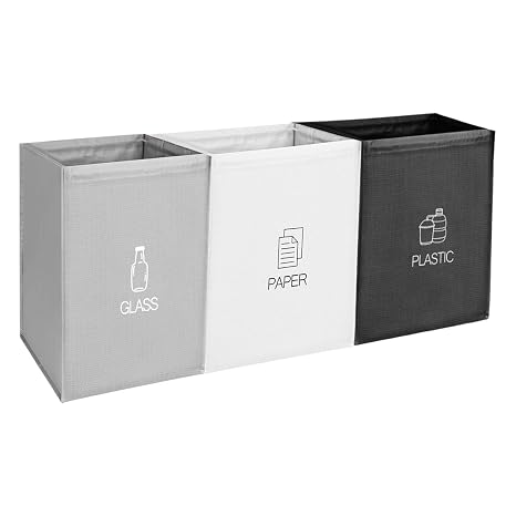 3 Packs Recycling Bags,Glass Paper, Plastc Recycling Bins with Handle