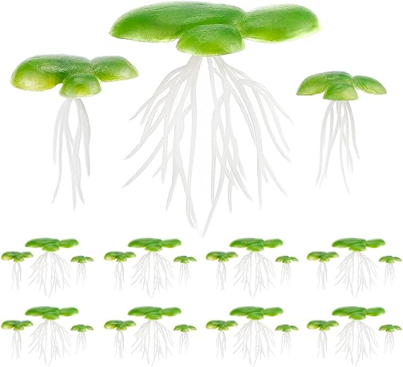 FERCAISH 2 Packs / 36 Pieces Artificial Duckweed, Mini Fake Duckweed, Imitation Green Aquatic Plants, Plastic Simulated Duckweed for Aquarium, Fish Tank, Pond, Artificial