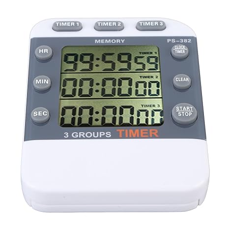 Digital Timer, 3 Way Display Countdown Timer with Triple Alarm Memory Function for Kitchen Cooking Schools Laboratories