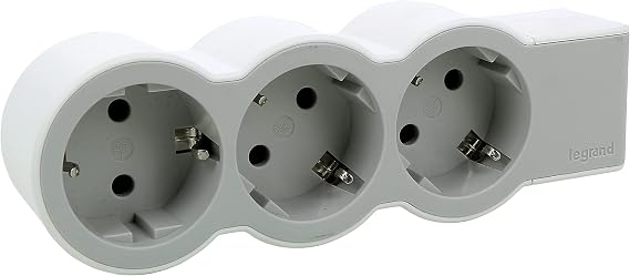 LEGRAND Power Strip, 3 Outlets, s/Cable, White/Light Grey 694573