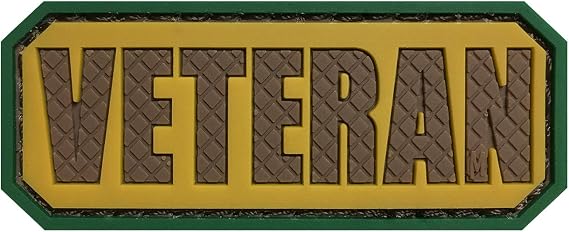 Veteran PVC Hook and Loop Morale Patch, Military Combat Armband (Tan/Dark Brown)