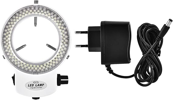 Microscope Camera 144 LED Beads Light Source Brightness Adjustable Ring Lamp (White EU Plug 110-220V)