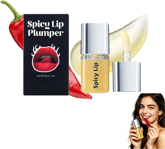 Spicy Lip Plumper Extreme,Spicy Plumping Lip Oil, Instant Volumizing Lip Plumping Gloss,Moisturizing Lip Plumper Gloss for Fuller Looking Lips & Fine Lines,Moisturizing for All Skin Types (1Pc)