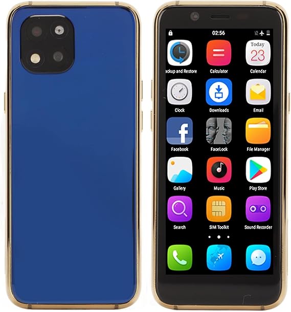 Septpenta Mini Smartphone, 3.5 Inch IPS Panel 32GB RAM Child Phone, 3GB Running Memory Small Phone with 2 in 1 Class K Speakers and 8 Megapixel Rear HD Lens, Face Recognition(Blue)