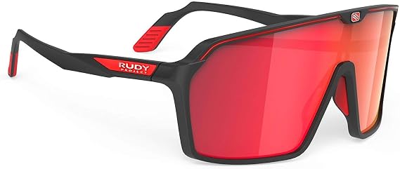 Rudy Project Spinshield Black Matte Multilaser Red Glasses, One Size Unisex Adult, Black, One Size
