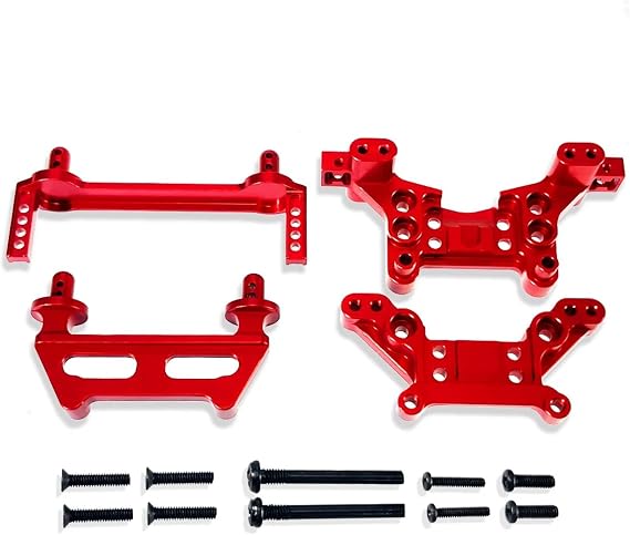 Rc Replace Components For MJX For Hyper Go 1/16 16208 16209 H16 H16BM RC Ca Metal Upgrade Parts F/R Body Pillars Front/Rea Shock Tower RC Accessories(Red)