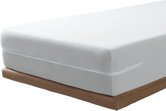 SAVEL - Elastic Cotton Mattress Cover 90 x 190/200 cm | Mattress Cover with Zip | Breathable and Adjustable Mattress Protector | White