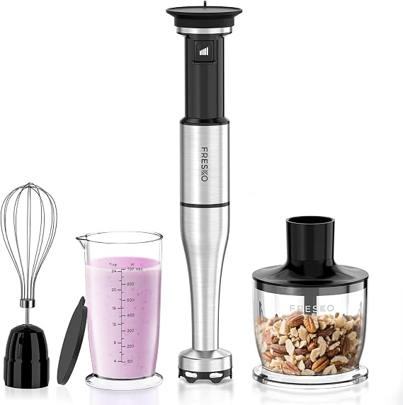 FRESKO 4 in 1 Hand Blender, 1000W Minipimer, Adjustable Speed