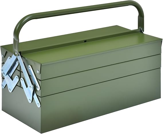 Sunpercy Tool Box, 3-Tier Toolbox, Storage, Compact, Double Opening Green