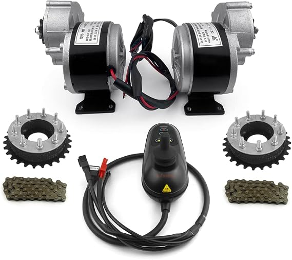 L-faster Dual 24V 250W Motor Left Right Drive Conversion Kit Hand Joystick Controller For 24" Spokes Wheelchair Bike (Max 12kph)