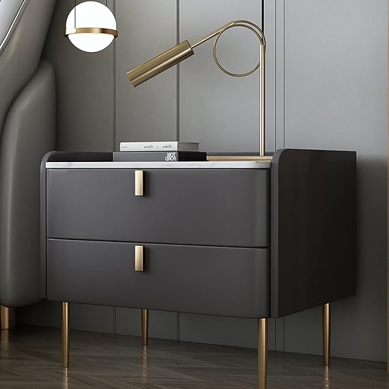 Pine Bedside Table,Modern Minimalist Bedside Cabinet,night Stand With 2 Drawers,The Bedroom Side Cabinets Are Made Of Small Slate Solid Wood,Open Storage Shelves With (Size:50 * 40 * 4