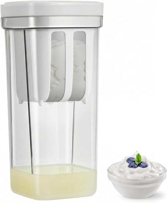 Maker Strainer, Multi Yoghurt Strainer with Fine Mesh Bag & Lid for Thick Greek Yogurt, Soybean Milk Berries Soup Fruit Juice Coffee Tea