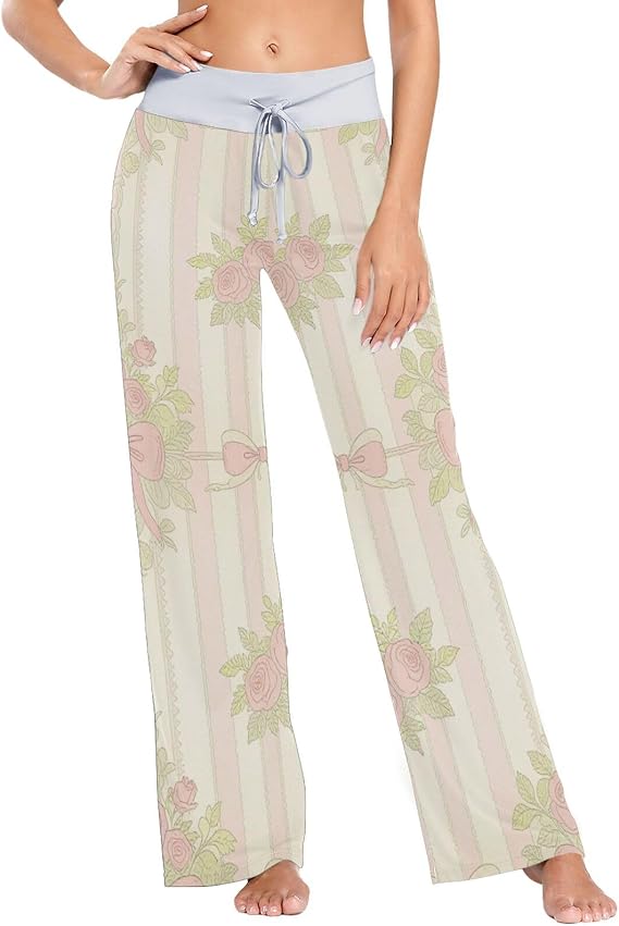 Womens Drawstring Pajama Bottoms Lady Night Wear for Winter Comfy X-Small