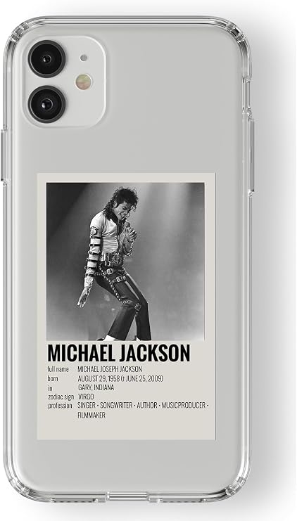 Multitronic iPhone 11 Uyumlu Michael Jackson Minimalist Poster Tasarım Baskılı Şeffaf Kılıf