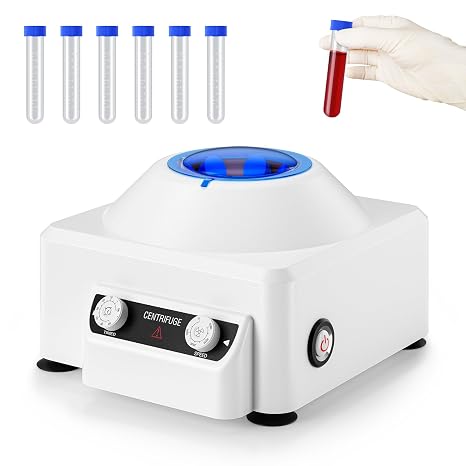 Lab Centrifuge Machine, 4000RPM Lab Benchtop Centrifuges, 1685xg Centrifugal Force with 0-60min Timer, 6x10ml Tubes, Centrifuge Machine for Lab School Science Plasma Research