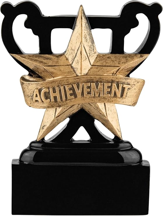 SilverTrophy: Achievement Trophy, Star Award, School Prize, Office Recognition, Kids Sports Day, Staff Reward, Employee of the Month, Well Done Present, Black & Gold, Mini Cup, Custom Personalise Gift