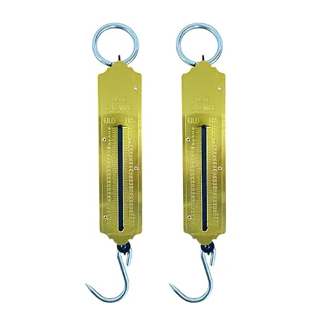 Balance Scale with Hook, Hanging Spring, Portable, Dual Measurement Scale, Ergonomic Design, Versatile Use, Indoor and Outdoor Use, 25 Kg Weight (2X PACK)