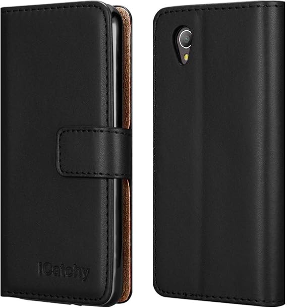 iCatchy For Alcatel 1 2021 Case - Wallet Book [Stand View] Card Case Cover Premium Leather Folio Case for Alcatel 1 (Black)