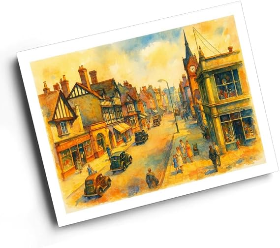 A3 PRINT - Bridge Street/Greengate Street, Stafford - Vintage Art Style