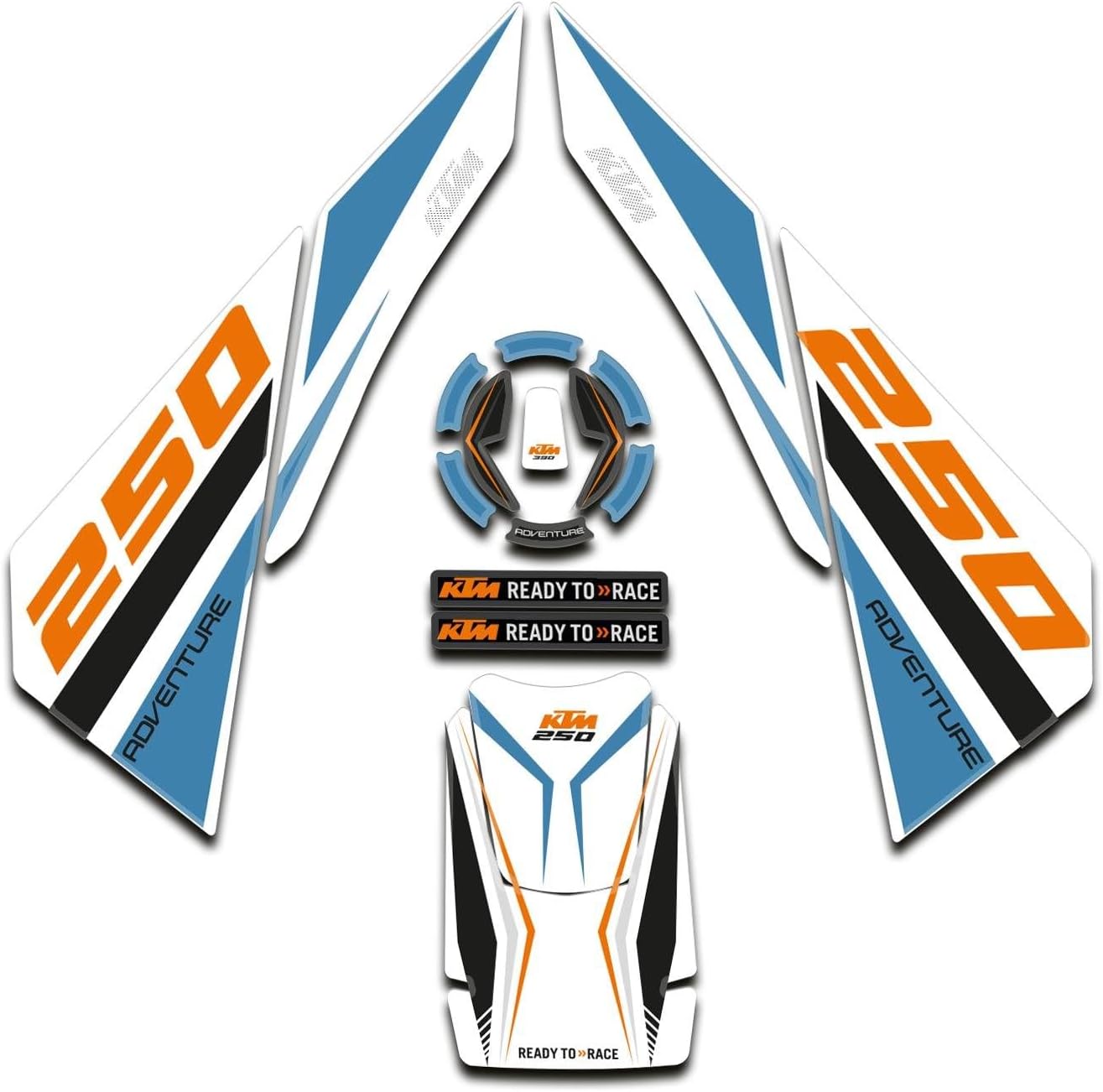 Ktm Adventure 250 2020-2024 Beyaz Turuncu Tank Pad Set Redline Grafik