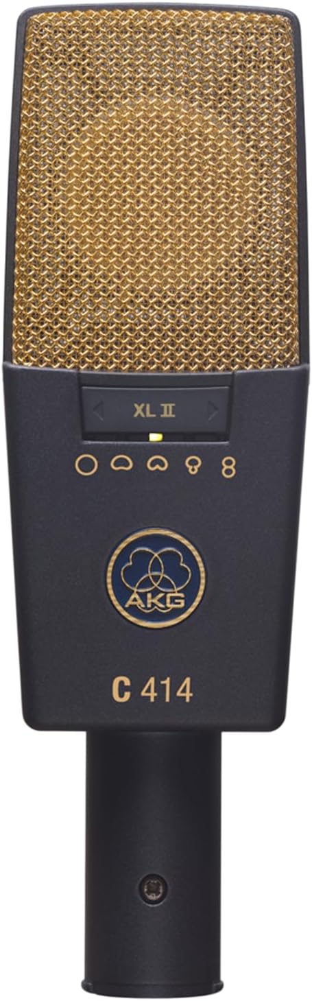 AKG C414 XLII Reference Multipattern Condenser Microphone, Highly Versatile, For Live sound and Studio installations - Black & Gold