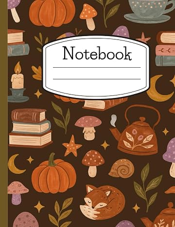 Notebook: Fall Pumpkin Fox Teapot Cottagecore Art Cover