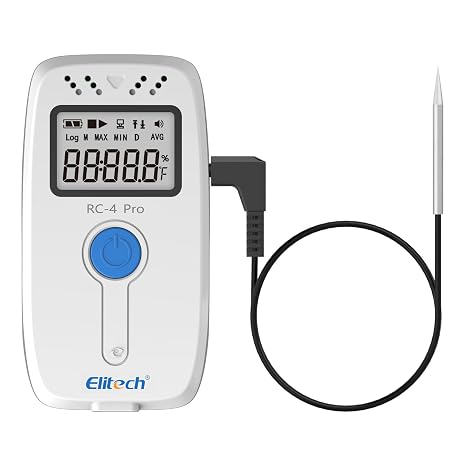 Elitech Temperature Data Logger RC-4 Upgraded, Digital USB Data Recorder for Refrigerator Fridge Cold Chain Monitoring with 64,000 Readings, Auto PDF/CSV Export