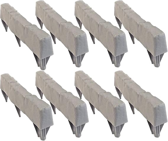 Garden Bricks Edging Stone - Flower Bed Border Edging - Blocks Decorative No Dig Border for Flower Outdoor Playground Decoration Walkway Lawn Backyard Patio