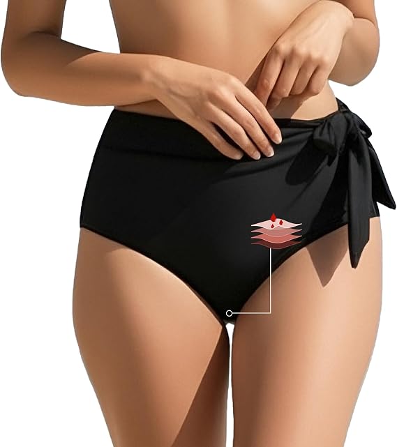 Women's Period Bikini Bottom Leakproof Menstruation Swimwear, Swim Briefs for Girls Teens Women