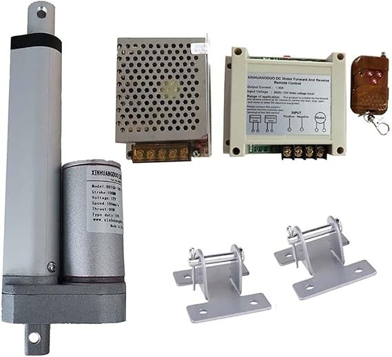 12V Electric Linear Actuator With Remote Control Power Supply Bracket Stroke 25mm 50mm 75mm 100mm 150mm For Garage Door Window(400N 20MM S,100mm Stroke)
