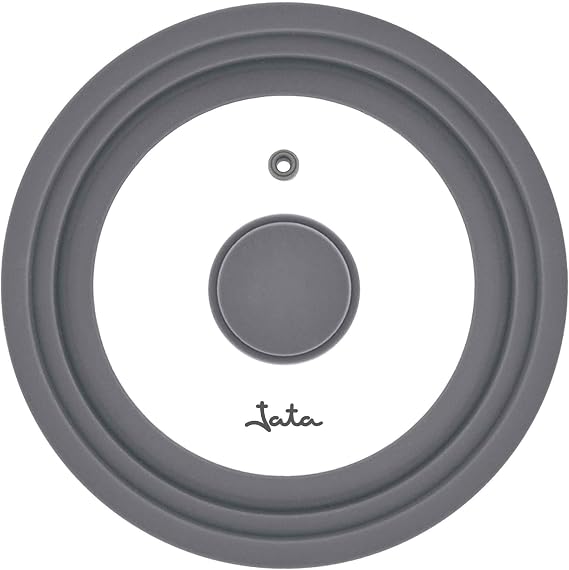 Jata Hogar T20 – Universal Glass Frying Pan Lid – Multi-Diameter – 20, 22 and 24 cm – Silicone Edge, Suitable for Microwave and Dishwasher Safe – Compatible with Pots, Pans and Saucepans