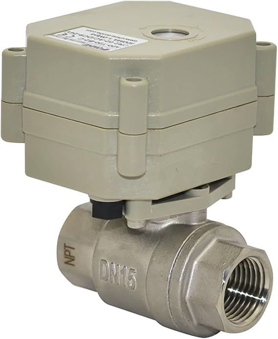 1/2" DN15 Motorized Ball Valve,DC24V 2 Way Stainless Steel Electric Ball Valve with Indicator,CR501