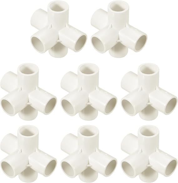 sourcing map 8pcs PVC Fitting 5 Way PVC Fitting 20mm ID Connectors White