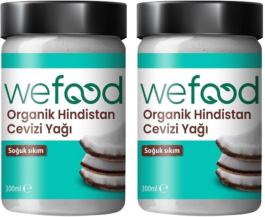 Wefood Organik Hindistan Cevizi Yağı 300 ml 2'li (Soğuk Sıkım)