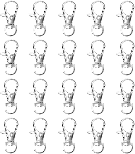 20pcs Swivel Snap Hooks Premium Metal Silver Lobster Claw Trigger Clasps for Lanyard Keychain Rings Bag Purse Tag Jewelry Making DIY Crafts Length 1.36inch(34.5mm) Inside Width 0.36inch(9mm)