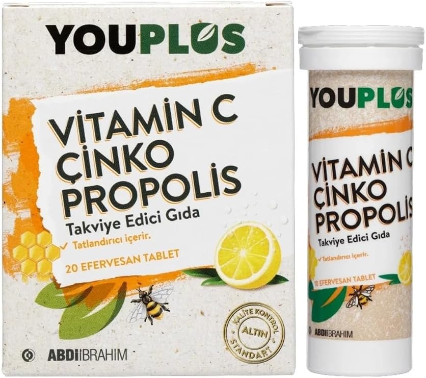 Youplus Vitamin C Çinko Propolis 20 Efervesan Tablet, 4'lü Set