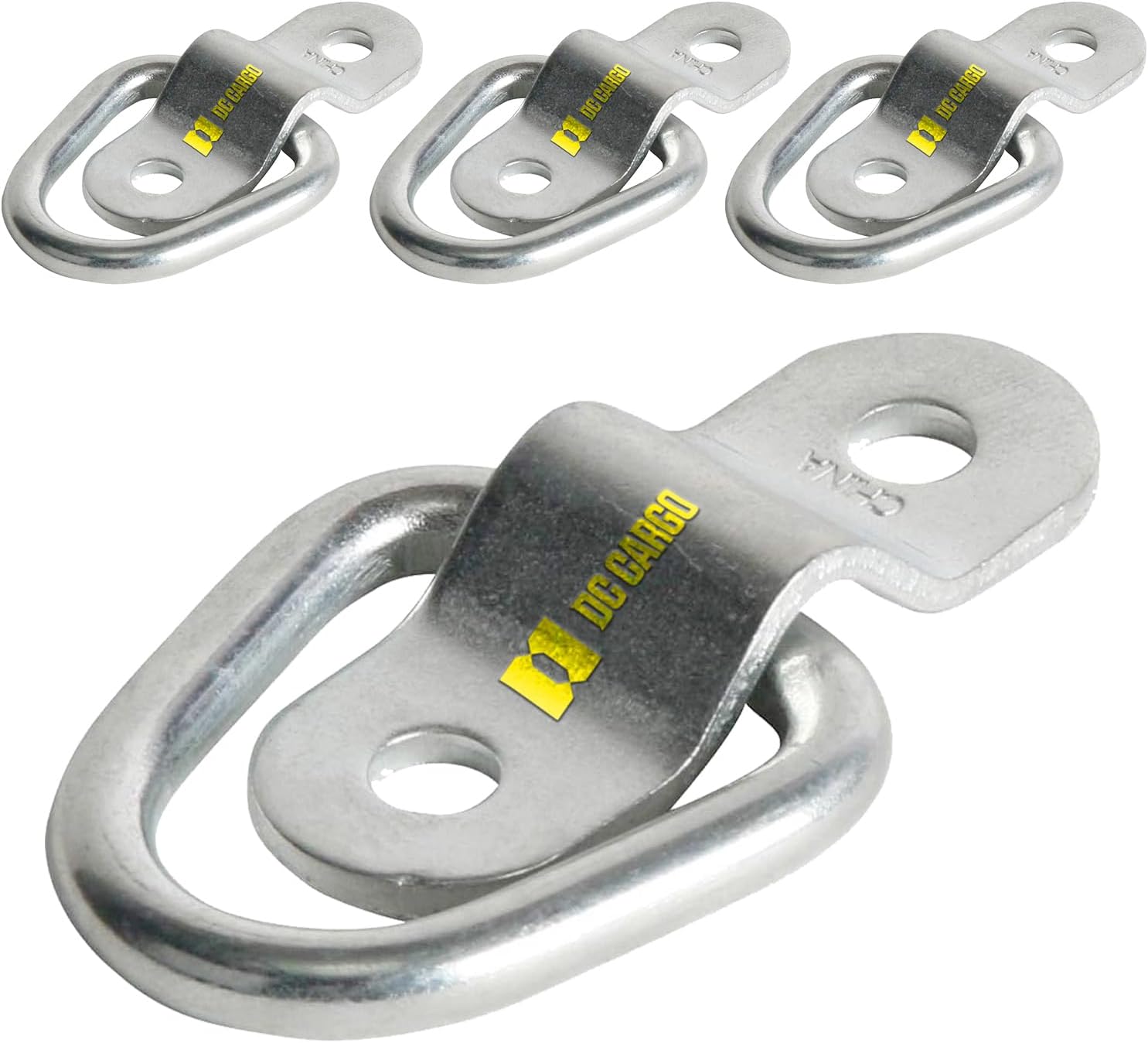 DC Cargo Mall 4 D-Ring Tie-Down Anchors, 1/4" Strong Steel D-Rings for Loads on RV Campers, Trucks, Trailers, Boats, Vans; Heavy Duty D-Ring Tie-Downs for Kayaks, Motorcycles, Deliveries, ATVs