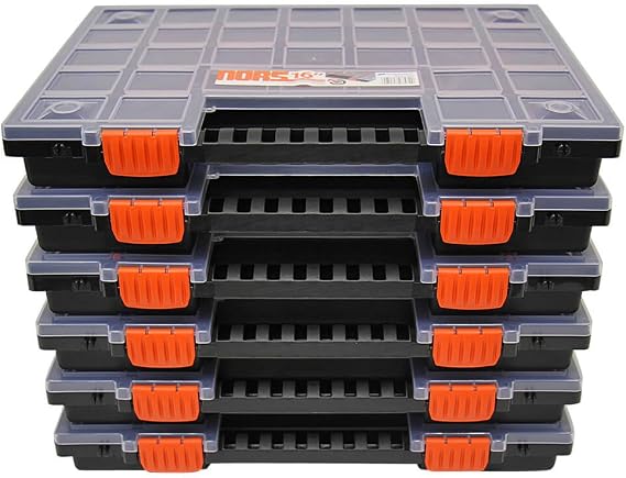Assortment Box Sorting Boxes Empty Assortment Case Sorting Box Small Parts Magazine with Compartments Individually Divided for Small Parts and Tool Organiser Set of 6 Approx. 399 x 303 x 50 mm