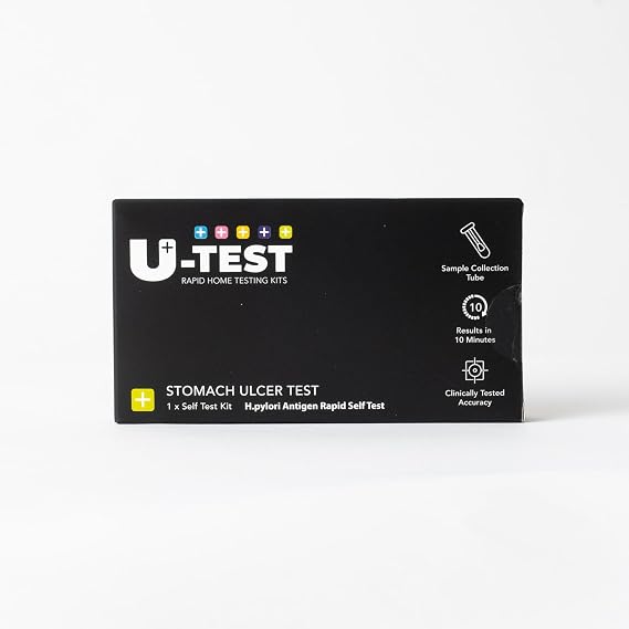 U-Test Stomach Ulcer Test Kit, H.Pylori Faecal Rapid Self Test, Easy, Accurate Home Test Kit, Results in 10 Minutes